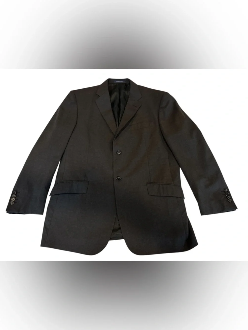 Halston Mens Blazer Solid Gray Wool Single Breasted Sport Coat Size 44R Italy